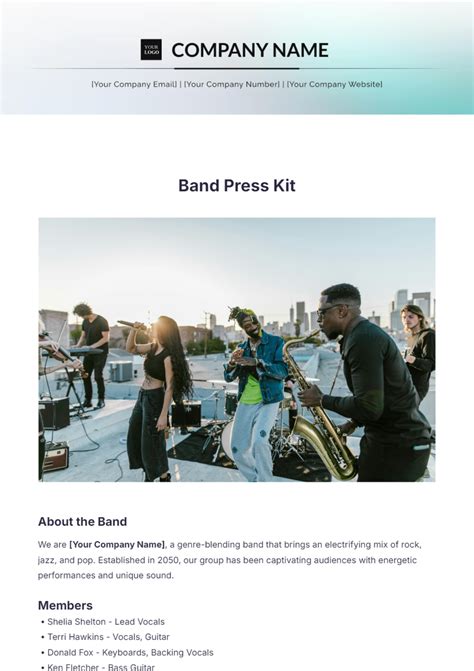 band press kit template download.
